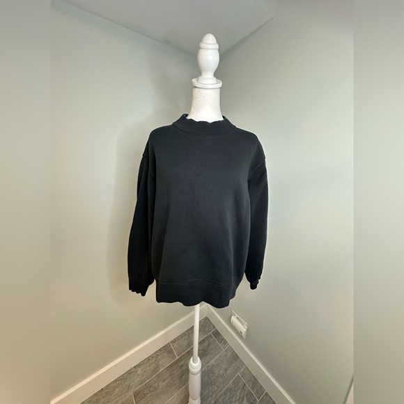 Everlane Crewneck Comfy Casual Sporty  Sweatshirt  Cotton Bkend  Black Sz Small - Picture 5 of 17